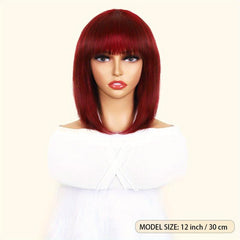 Bob Short Hair Wig Bangs 150 Density Human Hair 20-56 cm