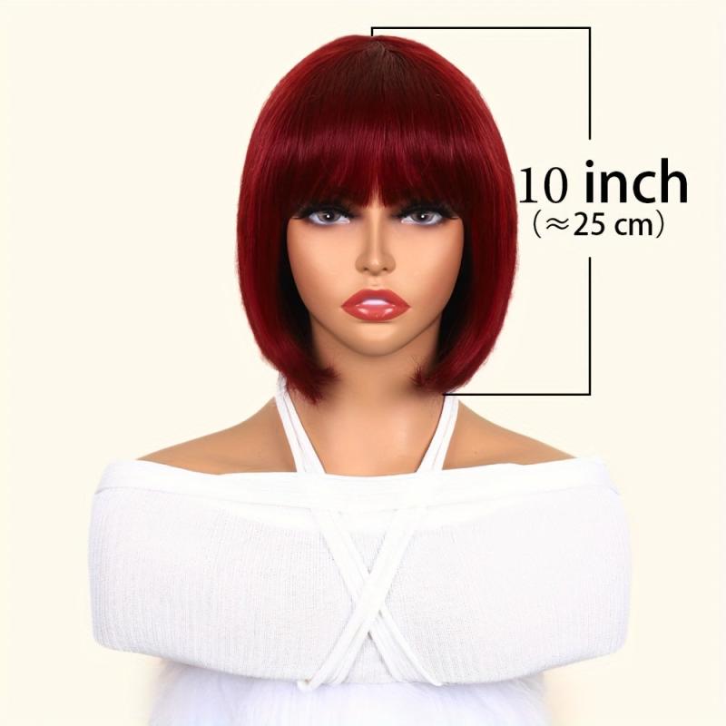 Bob Short Hair Wig Bangs 150 Density Human Hair 20-56 cm