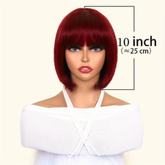 Bob Short Hair Wig Bangs 150 Density Human Hair 20-56 cm