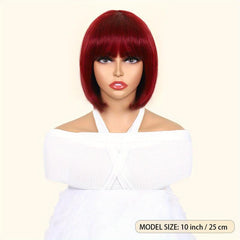 Bob Short Hair Wig Bangs 150 Density Human Hair 20-56 cm