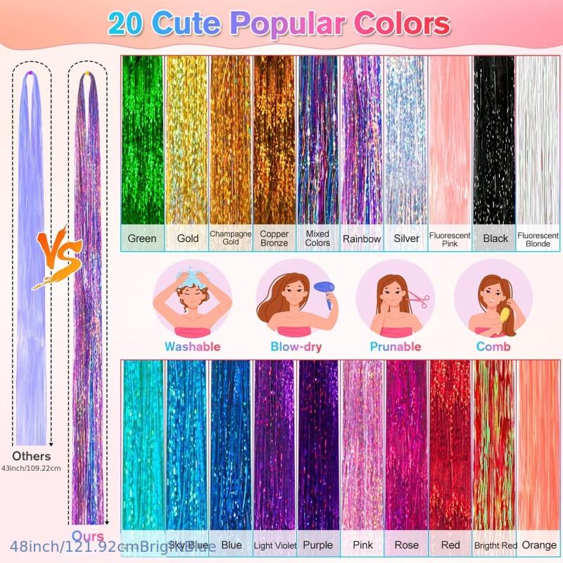 Tinsel Hair Extension Kit 16 Mixed Colors Hair Accessory