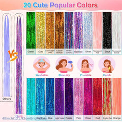 Tinsel Hair Extension Kit 16 Mixed Colors Hair Accessory