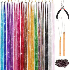 Tinsel Hair Extension Kit 16 Mixed Colors Hair Accessory