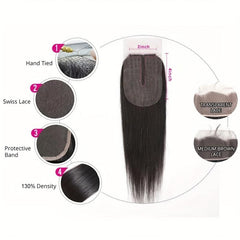 Transparent 2 4 Lace Closure 100% Human Hair T Part Pre Plucked Natural Hairline