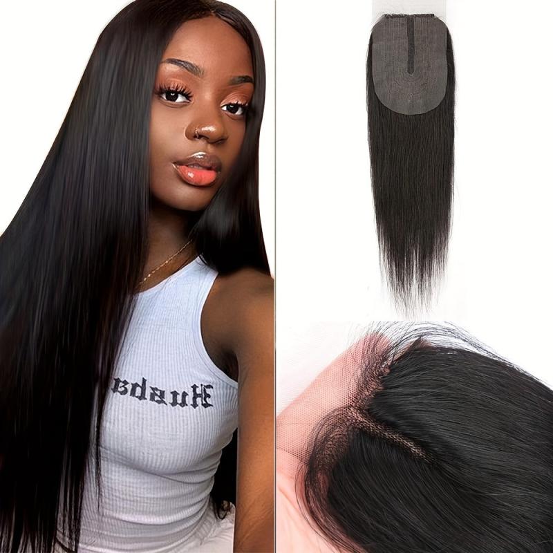 Transparent 2 4 Lace Closure 100% Human Hair T Part Pre Plucked Natural Hairline