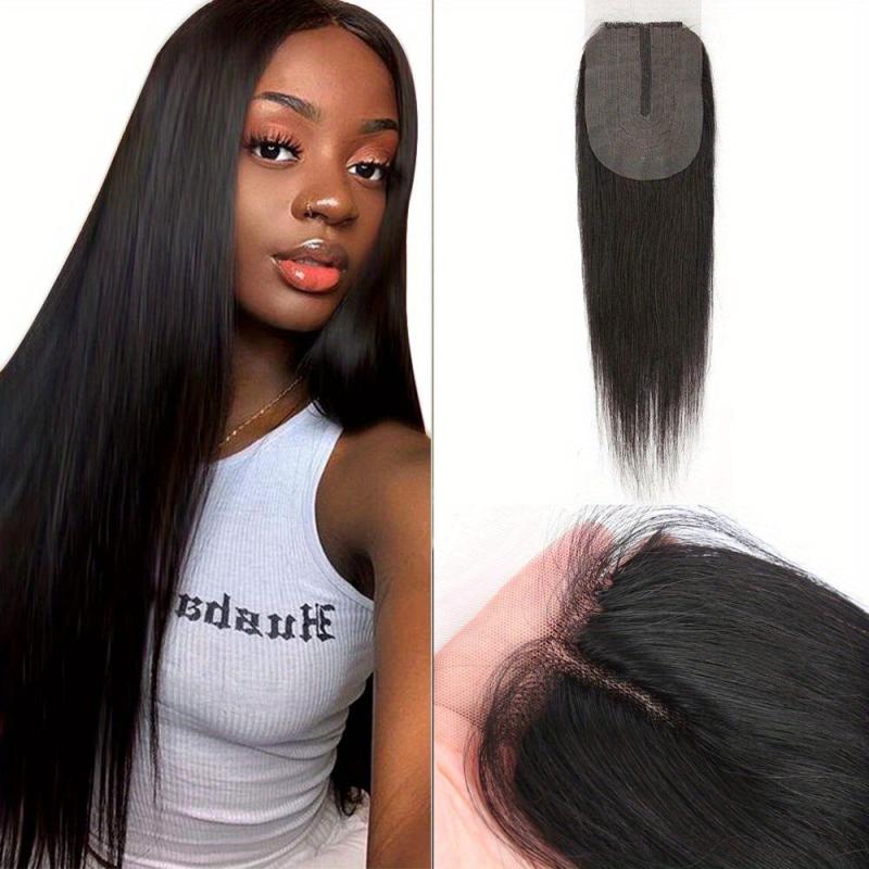 Transparent 2 4 Lace Closure 100% Human Hair T Part Pre Plucked Natural Hairline