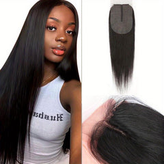 Transparent 2 4 Lace Closure 100% Human Hair T Part Pre Plucked Natural Hairline