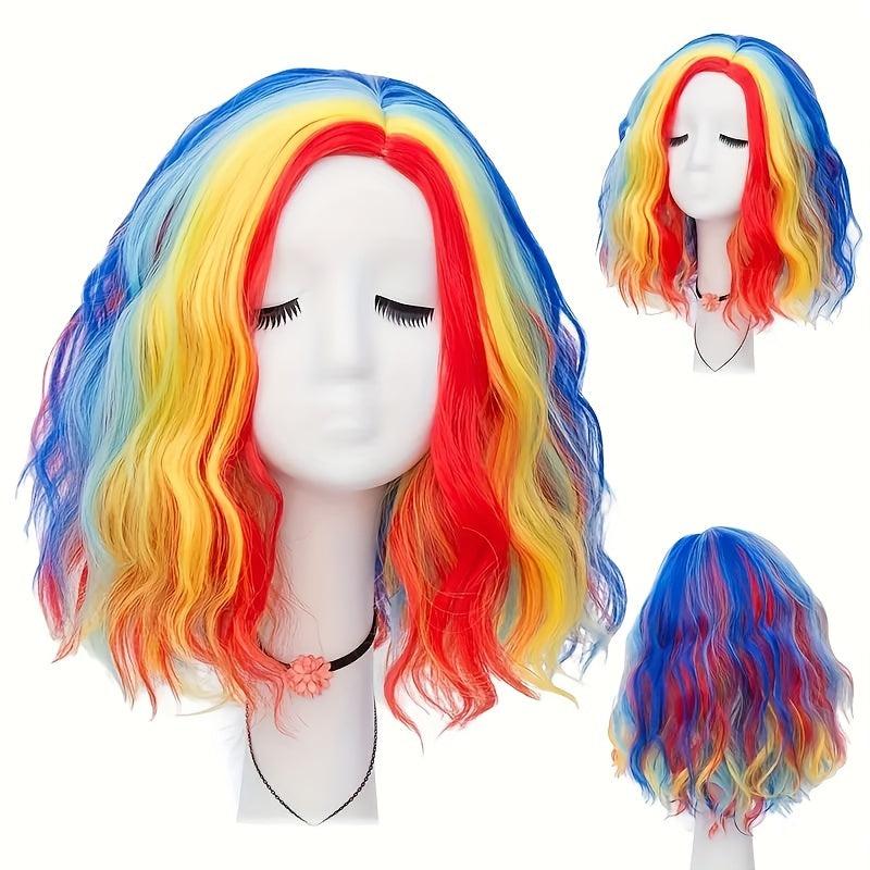 Colorful Shoulder Length Wavy Wig Short Curly Hair