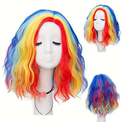 Colorful Shoulder Length Wavy Wig Short Curly Hair