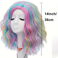 Colorful Shoulder Length Wavy Wig Short Curly Hair