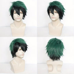 Short Straight Green Wig With Bangs Anime Cosplay Wig For Men