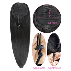 Straight Ponytail Human Hair Extensions 20 32 71 12 Cm