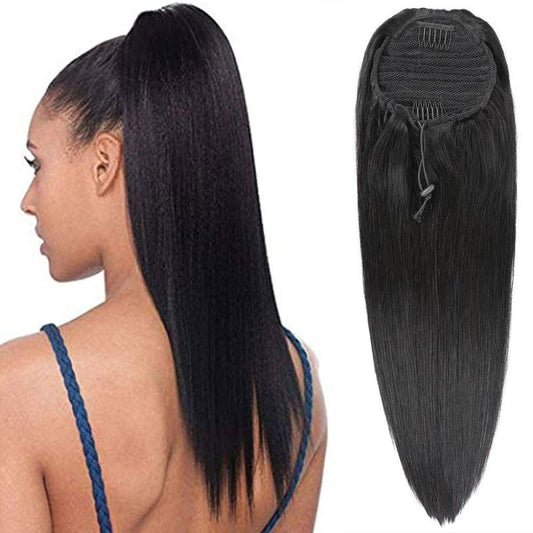 Straight Ponytail Human Hair Extensions 20 32 71 12 Cm