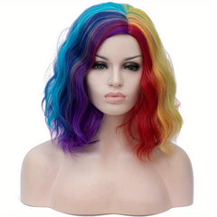 Short Wavy Curly Ombre Wig For Women Heat Resistant Bob Party Wig