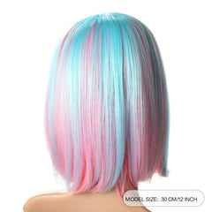 Short Wavy Curly Ombre Wig For Women Heat Resistant Bob Party Wig
