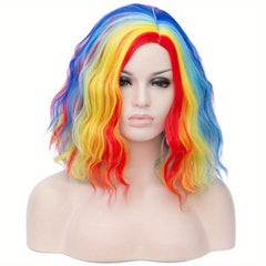 Short Wavy Curly Ombre Wig For Women Heat Resistant Bob Party Wig