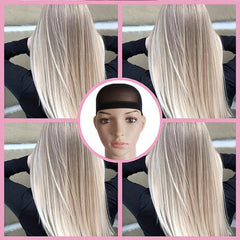 Light Purple Long Hair Big Waves Straight Hair Creamy Gray Wig