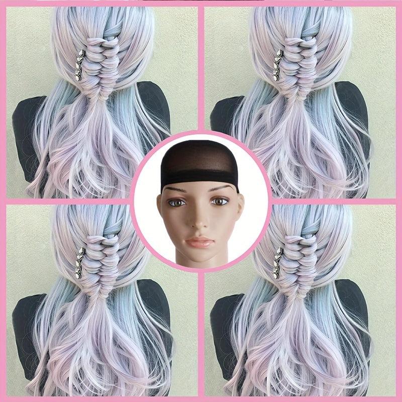 Light Purple Long Hair Big Waves Straight Hair Creamy Gray Wig