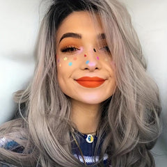 Light Purple Long Hair Big Waves Straight Hair Creamy Gray Wig