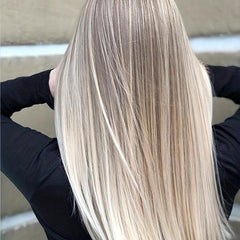 Light Purple Long Hair Big Waves Straight Hair Creamy Gray Wig