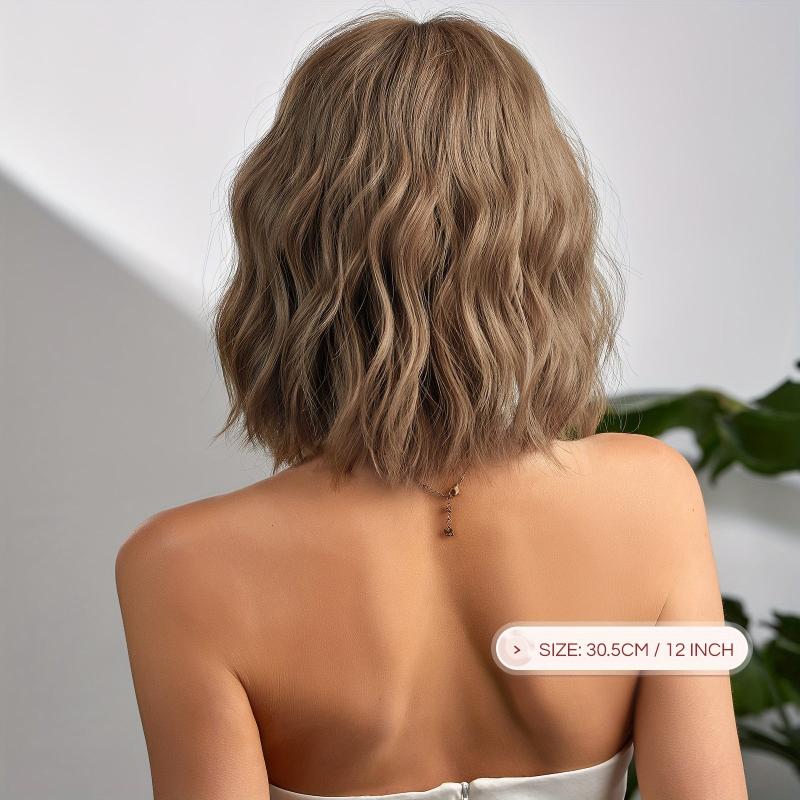 Short Wavy Curly Hair Wigs With Bangs Bob Synthetic Hair Wigs