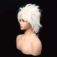 Short Straight Wig with Side Bangs for Women Halloween Costume