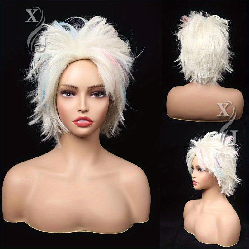 Short Straight Wig with Side Bangs for Women Halloween Costume