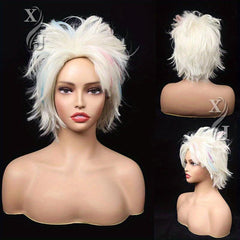 Short Straight Wig with Side Bangs for Women Halloween Costume