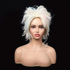 Short Straight Wig with Side Bangs for Women Halloween Costume