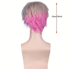 Rainbow Short Straight Synthetic Wig With Bangs