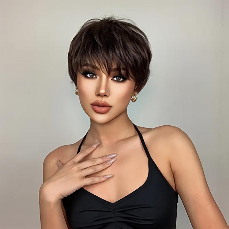 Short Straight Synthetic Wig With Bangs for Women