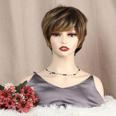 Ombre Short Pixie Cut Synthetic Wig for Women