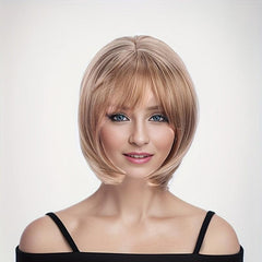 Short Bob Cut Wig with Bangs Synthetic Wig Heat Resistant