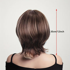 Short Bob Cut Wig with Bangs Synthetic Wig Heat Resistant