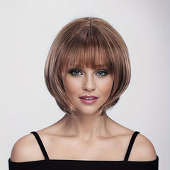 Short Bob Cut Wig with Bangs Synthetic Wig Heat Resistant