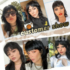 Grey Mullet Pixie Cut Wig with Bangs for Women