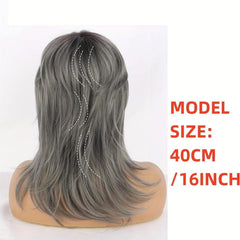 Grey Mullet Pixie Cut Wig with Bangs for Women