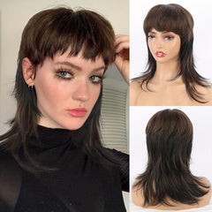 Grey Mullet Pixie Cut Wig with Bangs for Women