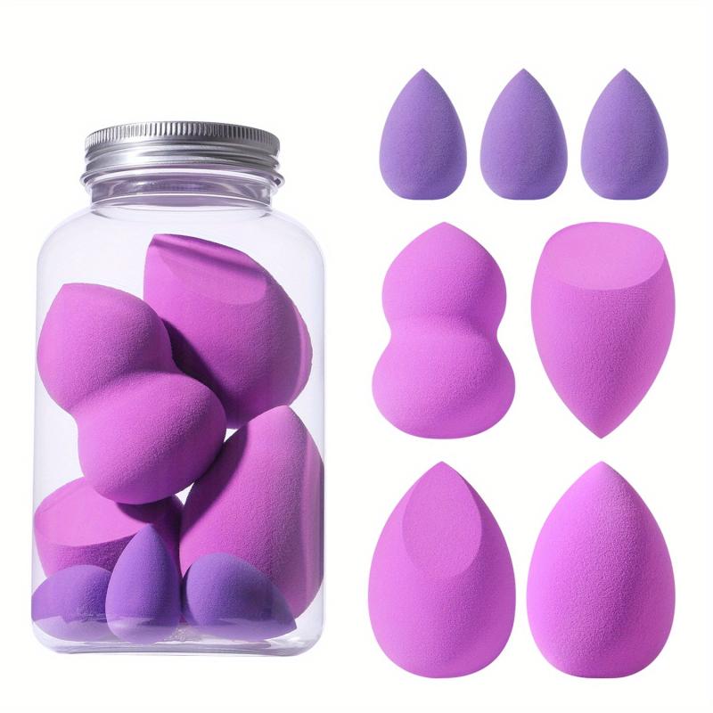 7pcs Colorful Makeup Sponge Set with Storage Bucket Dual Use Powder Puff