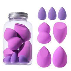 7pcs Colorful Makeup Sponge Set with Storage Bucket Dual Use Powder Puff