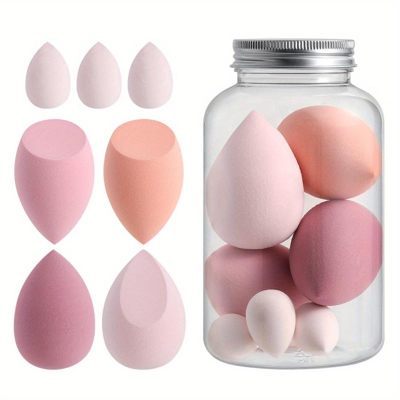 7pcs Colorful Makeup Sponge Set with Storage Bucket Dual Use Powder Puff