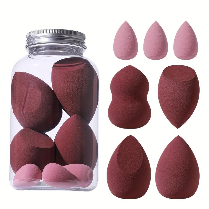 7pcs Colorful Makeup Sponge Set with Storage Bucket Dual Use Powder Puff