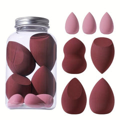 7pcs Colorful Makeup Sponge Set with Storage Bucket Dual Use Powder Puff