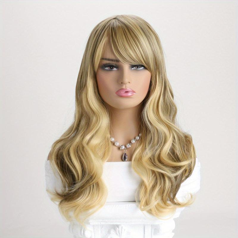 Long Wavy Red Wig With Bangs Natural Heat Resistant Hair