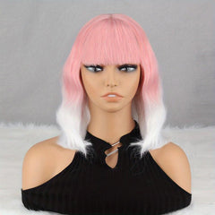 Short Wavy Red Wig with Bangs for Women