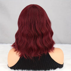 Short Wavy Red Wig with Bangs for Women