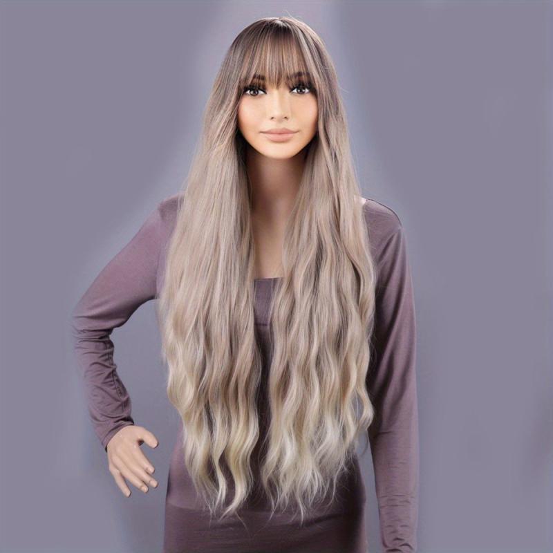 Long Burgundy Wavy Wig - Curly Hair Synthetic Heat Resistant Fiber