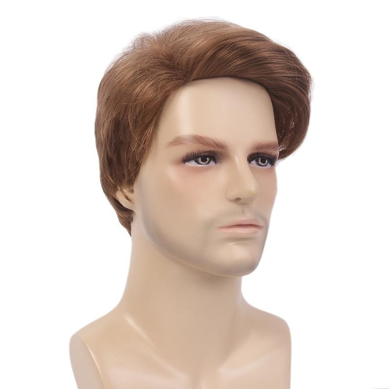 Men Short Curly Wavy Synthetic Layered Hair Wig