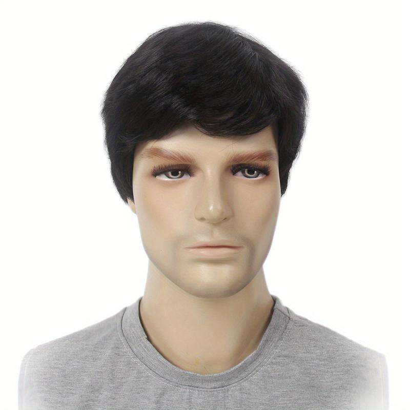 Men Short Curly Wavy Synthetic Layered Hair Wig