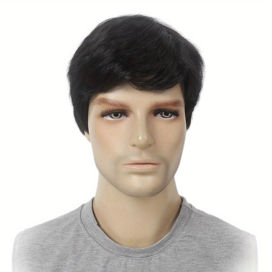 Men Short Curly Wavy Synthetic Layered Hair Wig